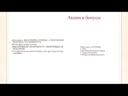 Акции и бонусы Начальная .ВЫ КУПИЛИ 2 ПИЦЦЫ + СЛЕДУЮЩАЯ ПОКУПКА