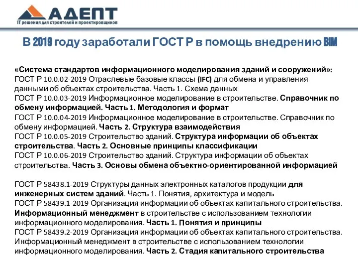 В 2019 году заработали ГОСТ Р в помощь внедрению BIM «Система