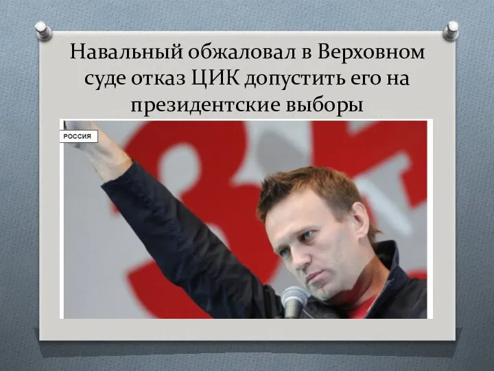 Навальный обжаловал в Верховном суде отказ ЦИК допустить его на президентские выборы