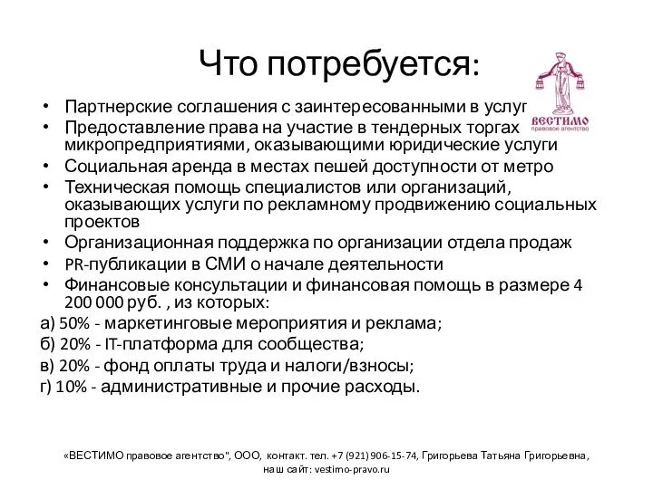 Что потребуется: Партнерские соглашения с заинтересованными в услугах Предоставление права на