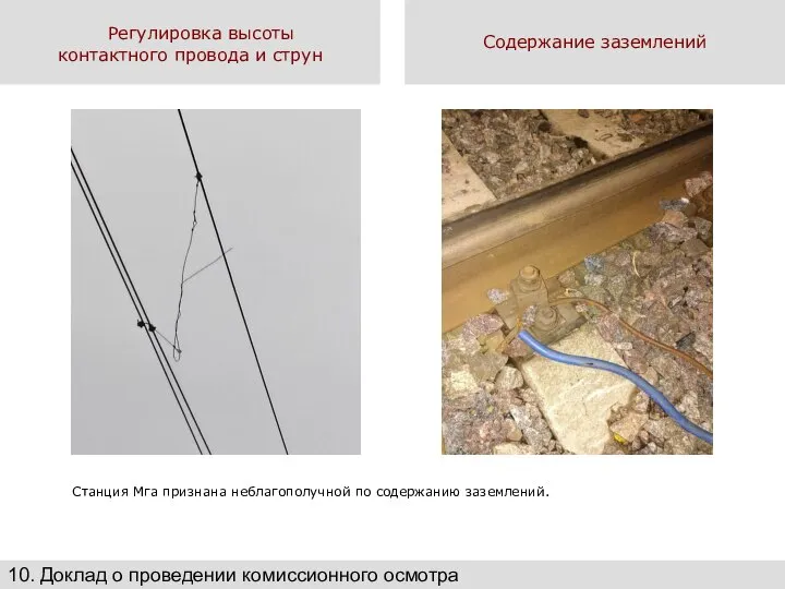 Регулировка высоты контактного провода и струн 10. Доклад о проведении комиссионного