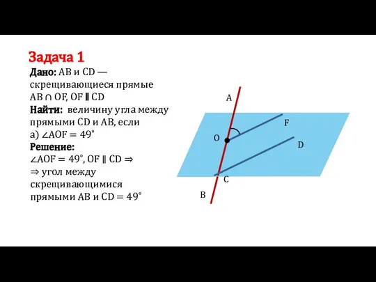 Задача 1 Дано: АВ и CD — скрещивающиеся прямые AB ∩