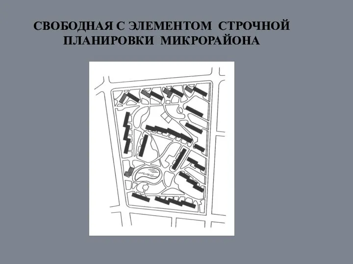 СВОБОДНАЯ С ЭЛЕМЕНТОМ СТРОЧНОЙ ПЛАНИРОВКИ МИКРОРАЙОНА