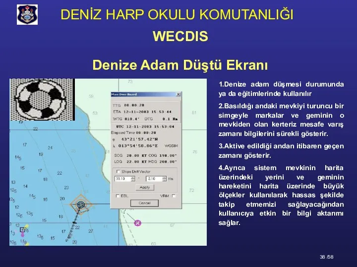 Denize Adam Düştü Ekranı 1.Denize adam düşmesi durumunda ya da eğitimlerinde