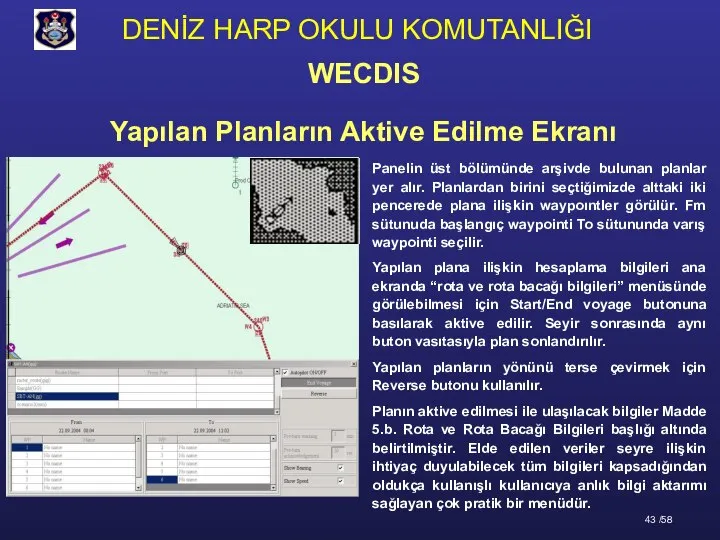 Yapılan Planların Aktive Edilme Ekranı Panelin üst bölümünde arşivde bulunan planlar