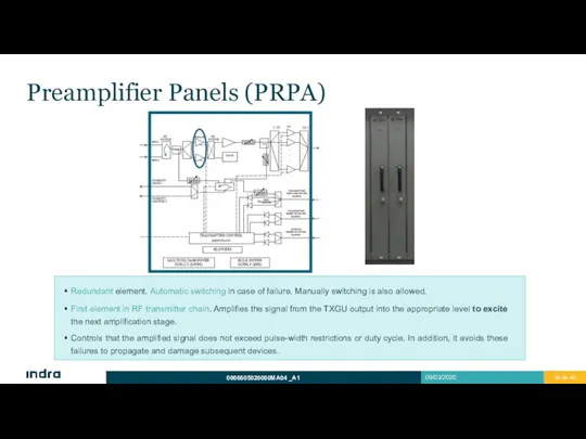 Preamplifier Panels (PRPA) Redundant element. Automatic switching in case of failure.