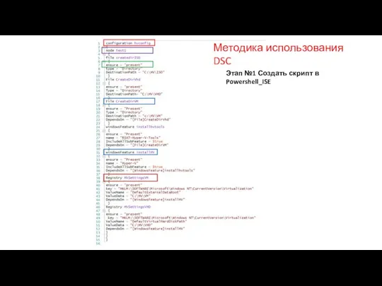 Методика использования DSC Этап №1 Создать скрипт в Powershell_ISE