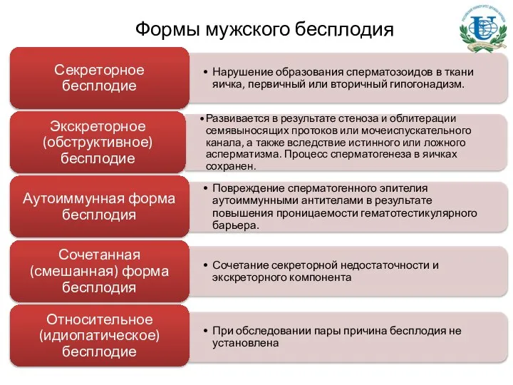 Формы мужского бесплодия