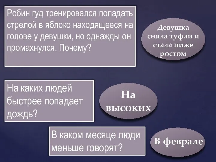 Робин гуд тренировался попадать стрелой в яблоко находящееся на голове у