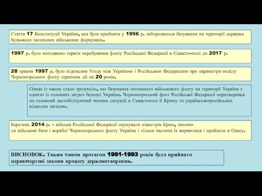 ВИСНОВОК. Таким чином протягом 1991-1993 років було прийнято першочергові закони процесу