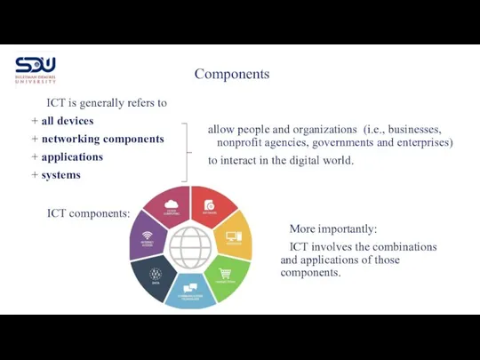 ICT is generally refers to + all devices + networking components