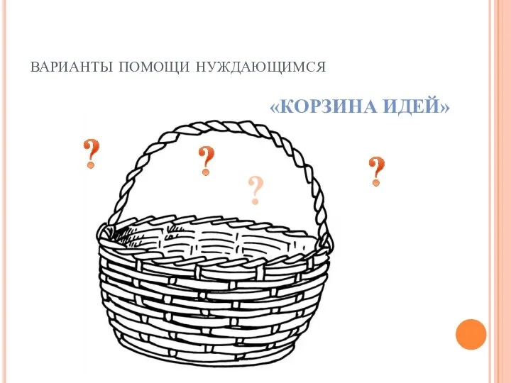 варианты помощи нуждающимся ? «КОРЗИНА ИДЕЙ»