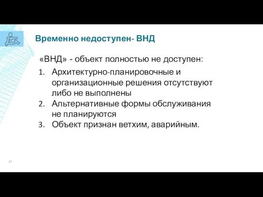 Временно недоступен- ВНД «ВНД» - объект полностью не доступен: Архитектурно-планировочные и