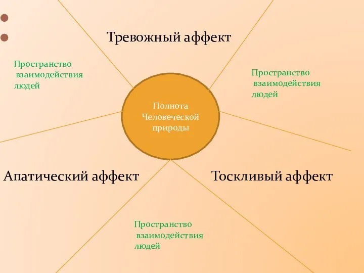 Тревожный аффект Полнота Человеческой природы Апатический аффект Тоскливый аффект Пространство взаимодействия