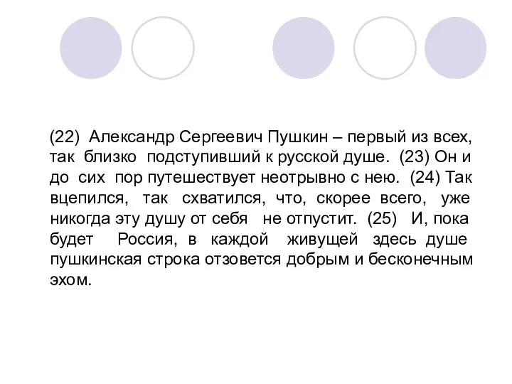 (22) Александр Сергеевич Пушкин – первый из всех, так близко подступивший