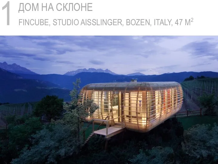 1 ДОМ НА СКЛОНЕ FINCUBE, STUDIO AISSLINGER, BOZEN, ITALY, 47 M2