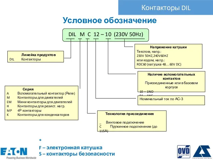 Контакторы DIL Линейка продуктов DIL Контакторы Серия A Вспомогательный контактор (Реле)