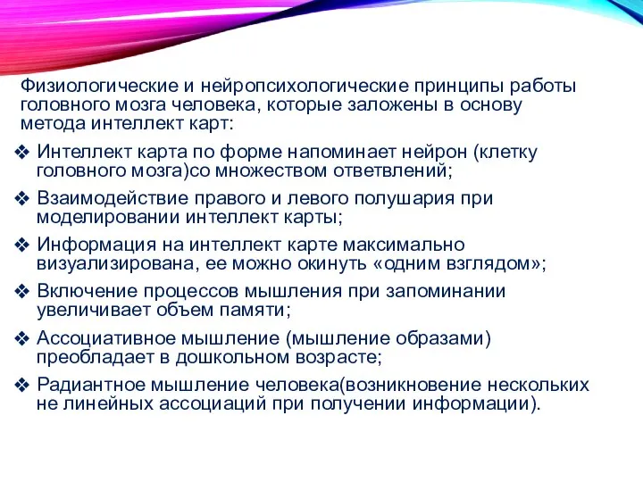 Физиологические и нейропсихологические принципы работы головного мозга человека, которые заложены в