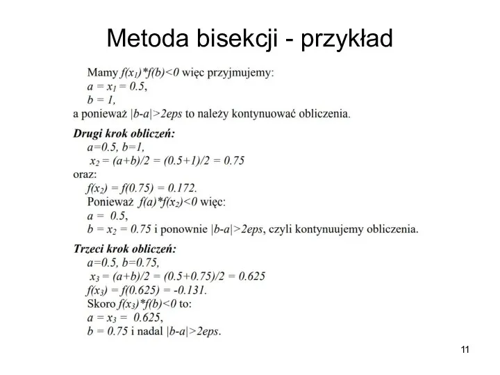 Metoda bisekcji - przykład