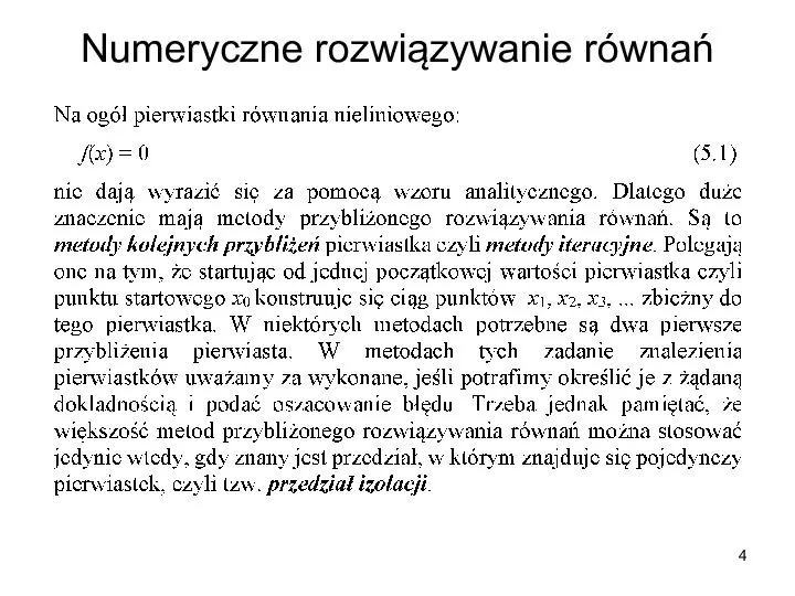 Numeryczne rozwiązywanie równań