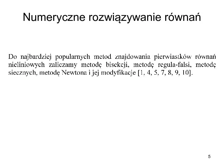 Numeryczne rozwiązywanie równań