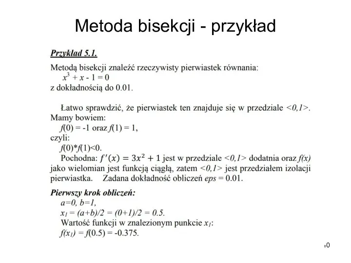 Metoda bisekcji - przykład