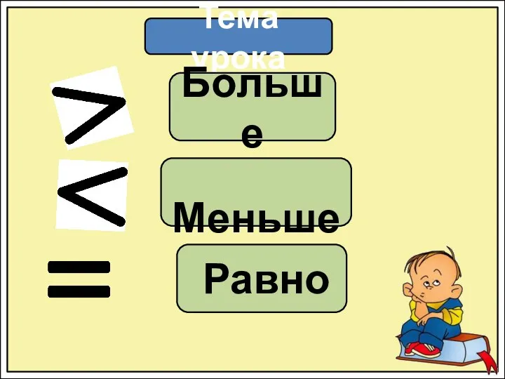 Тема урока Меньше Равно Больше