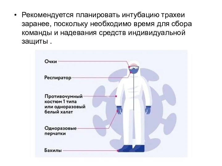 Рекомендуется планировать интубацию трахеи заранее, поскольку необходимо время для сбора команды