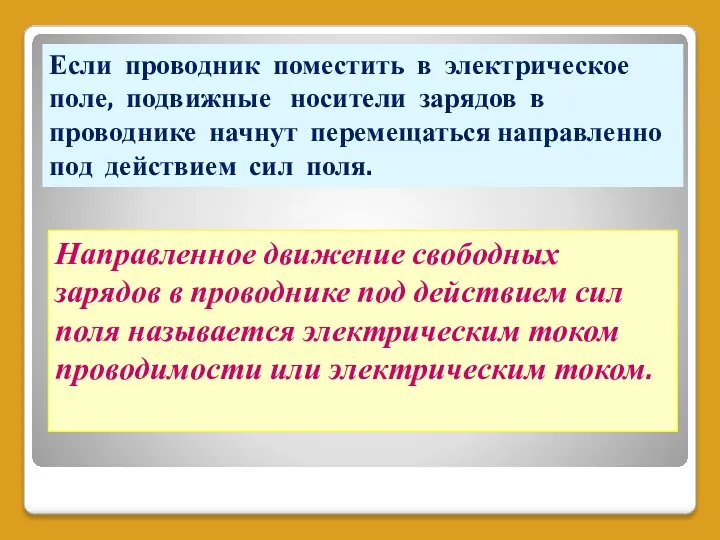 Если проводник поместить в электрическое поле, подвижные носители зарядов в проводнике