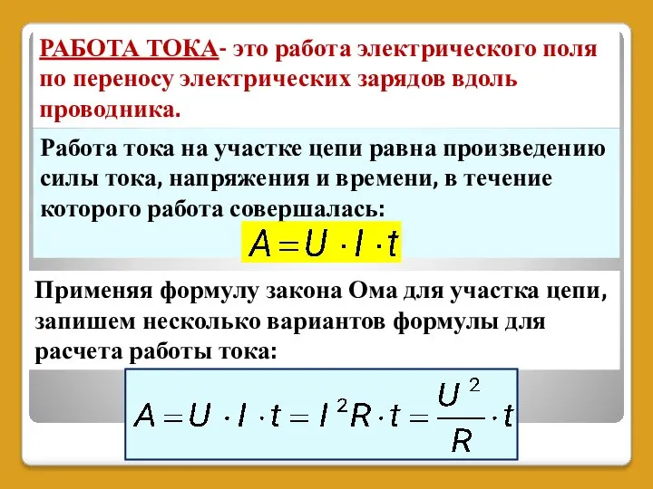 Применяя формулу закона Ома для участка цепи, запишем несколько вариантов формулы