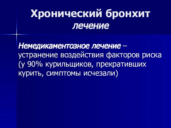 Хронический бронхит лечение Немедикаментозное лечение – устранение воздействия факторов риска (у