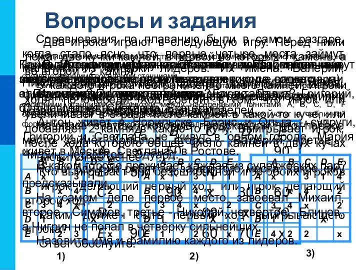 Вопросы и задания Какие преимущества обеспечивают табличные информационные модели по сравнению