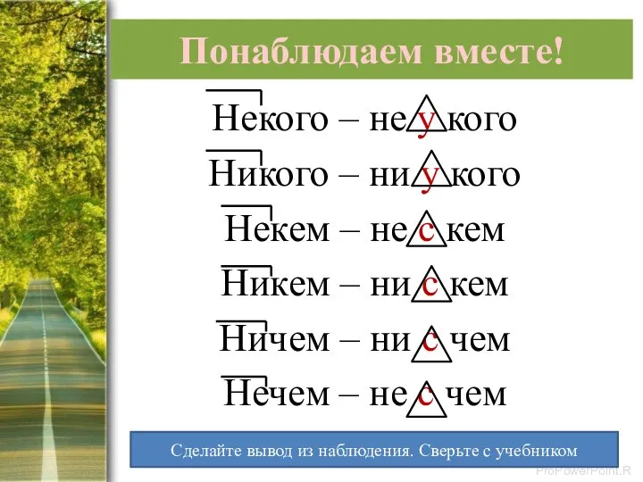 Понаблюдаем вместе! Некого – не у кого Никого – ни у