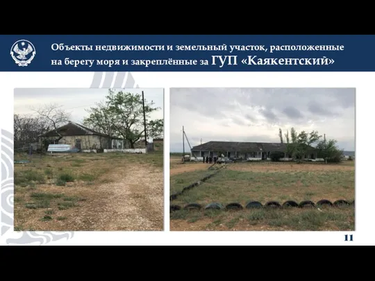 Объекты недвижимости и земельный участок, расположенные на берегу моря и закреплённые за ГУП «Каякентский»