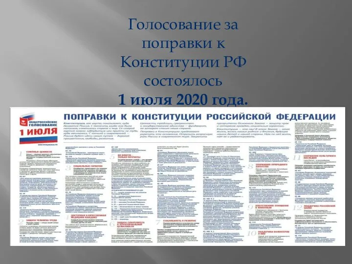 Голосование за поправки к Конституции РФ состоялось 1 июля 2020 года.