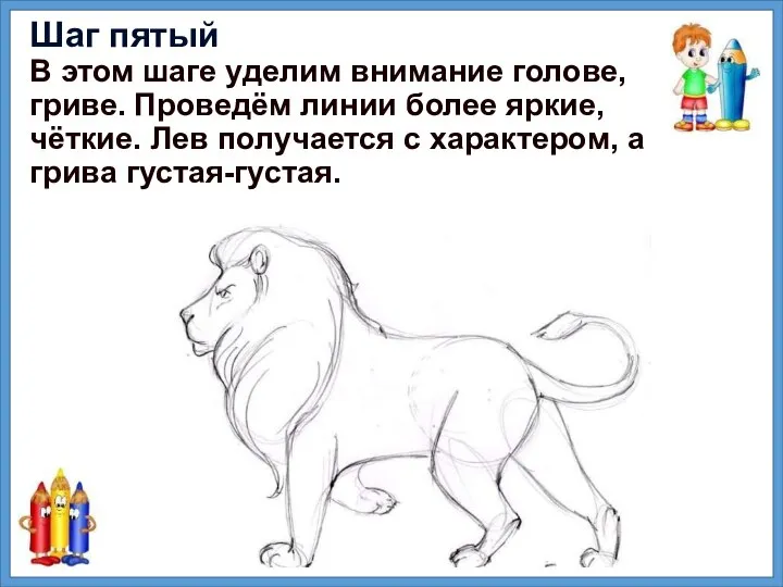 Шаг пятый В этом шаге уделим внимание голове, гриве. Проведём линии