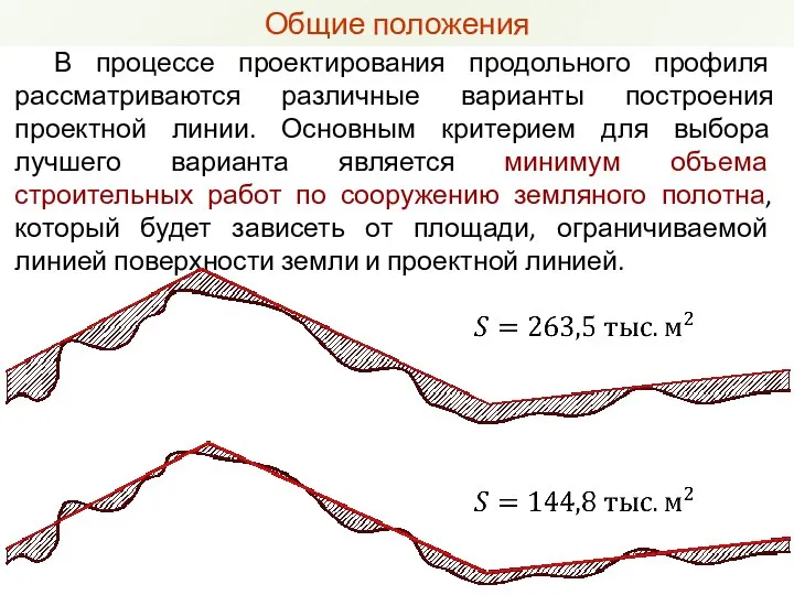 Общие положения В процессе проектирования продольного профиля рассматриваются различные варианты построения