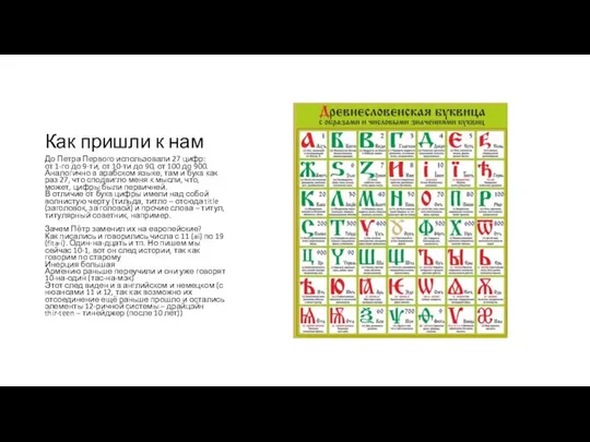 Как пришли к нам До Петра Первого использовали 27 цифр: от