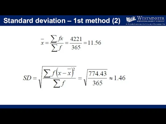 Standard deviation – 1st method (2)