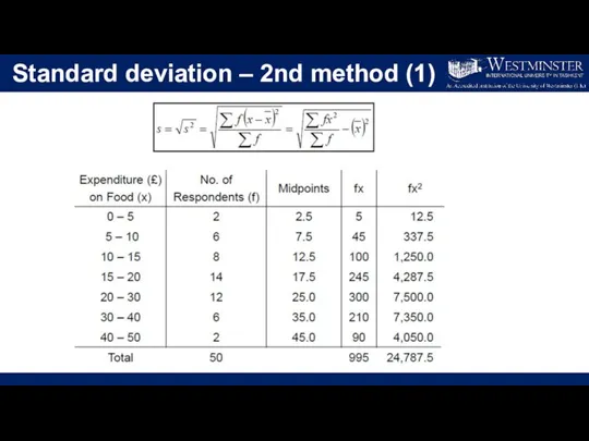 Standard deviation – 2nd method (1)