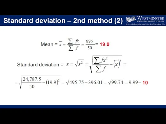 Standard deviation – 2nd method (2)