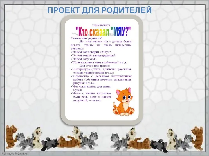 ПРОЕКТ ДЛЯ РОДИТЕЛЕЙ