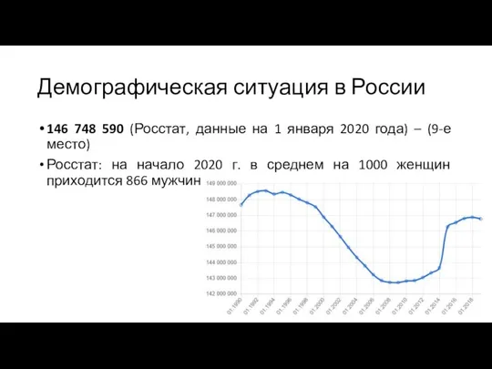 Демографическая ситуация в России 146 748 590 (Росстат, данные на 1