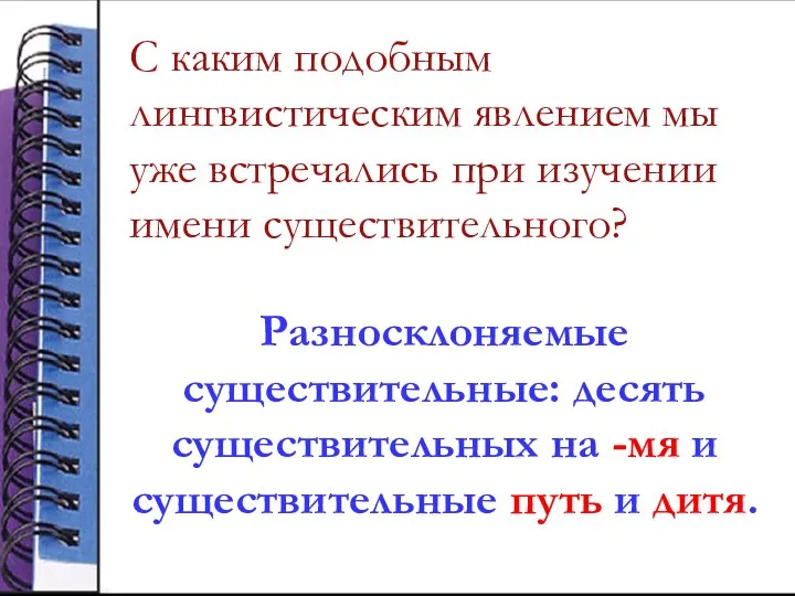 С каким подобным лингвистическим явлением мы уже встречались при изучении имени