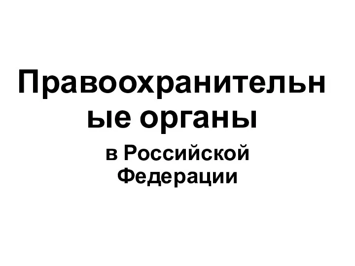Правоохранительные органы в Российской Федерации