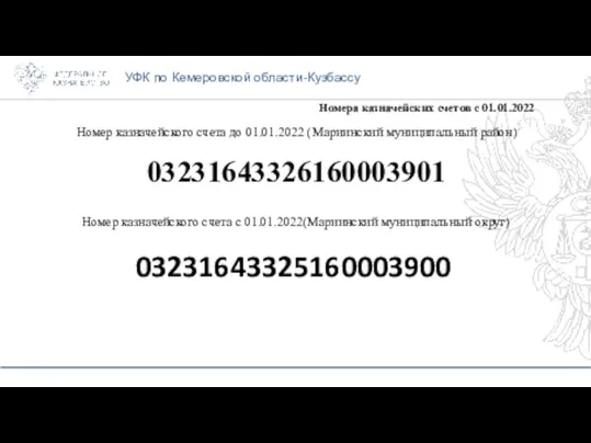 УФК по Кемеровской области-Кузбассу Номера казначейских счетов с 01.01.2022 Номер казначейского