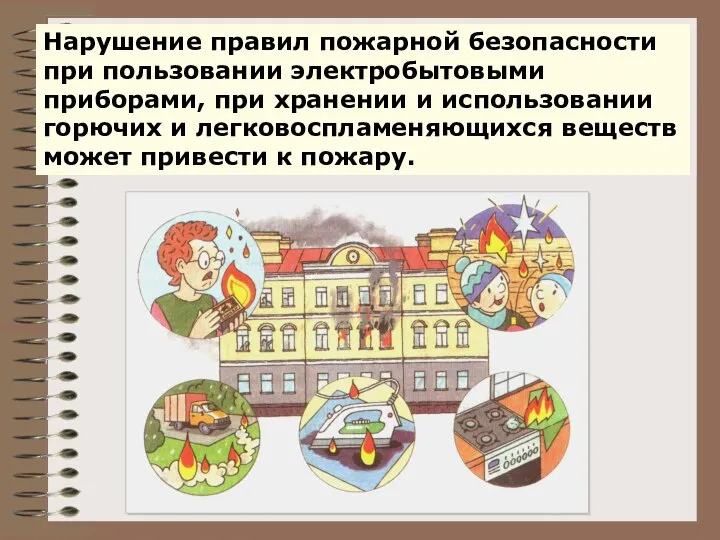 Нарушение правил пожарной безопасности при пользовании электробытовыми приборами, при хранении и