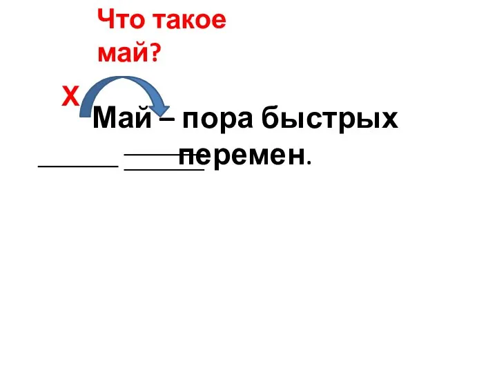 Май – пора быстрых перемен. Х Что такое май? _____________ _____________ _____________