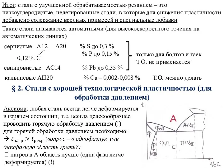 Итог: стали с улучшенной обрабатываемостью резанием – это низкоуглеродистые, нелегированные стали,