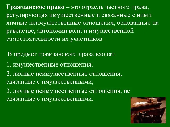 Гражданское право – это отрасль частного права, регулирующая имущественные и связанные